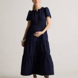 NWT Quince Maternity Poplin Tiered Maxi Dress